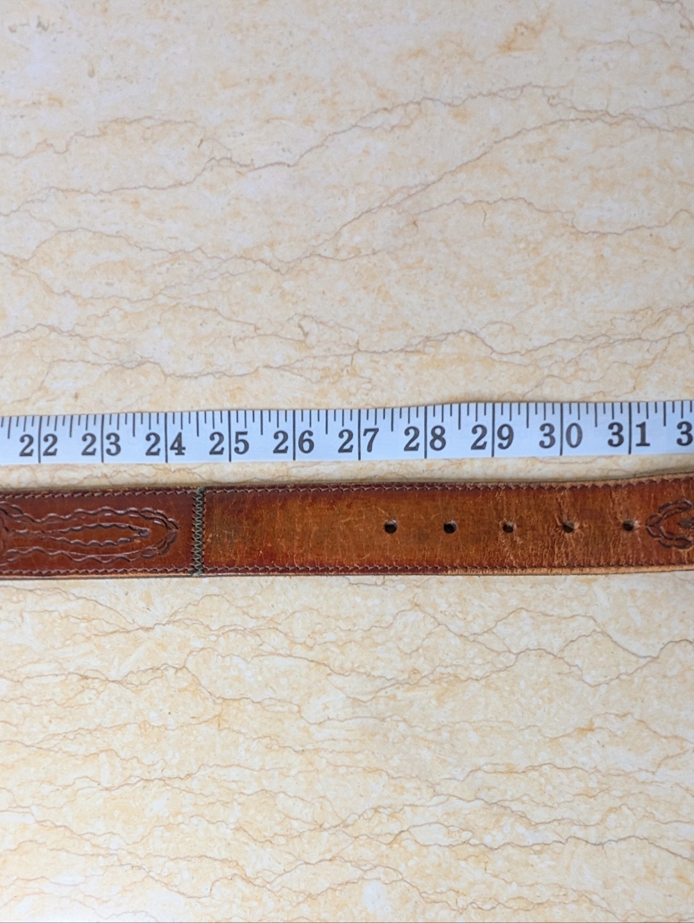 Vintage Leather Hand Stained Tooled Rugged Distressed Blue Floral Belt Womens 30 - Picture 9 of 14
